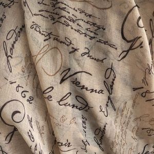 French script sheer curtains drapes shabby chic
